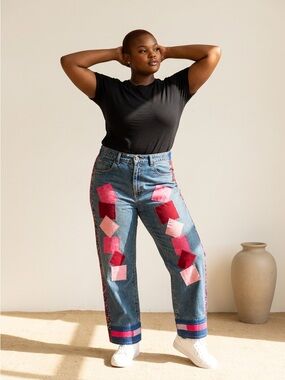 Handcrafted Wide-Leg Denim: One of a Kind Bohemian Hippie Flare Pants